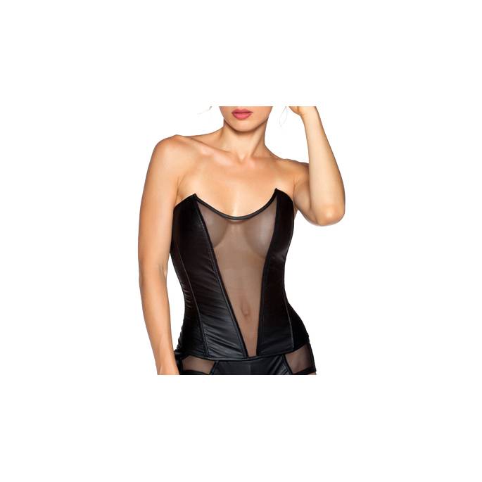 BUSTIER WETLOOK VORDERSEITE SCHLEIER