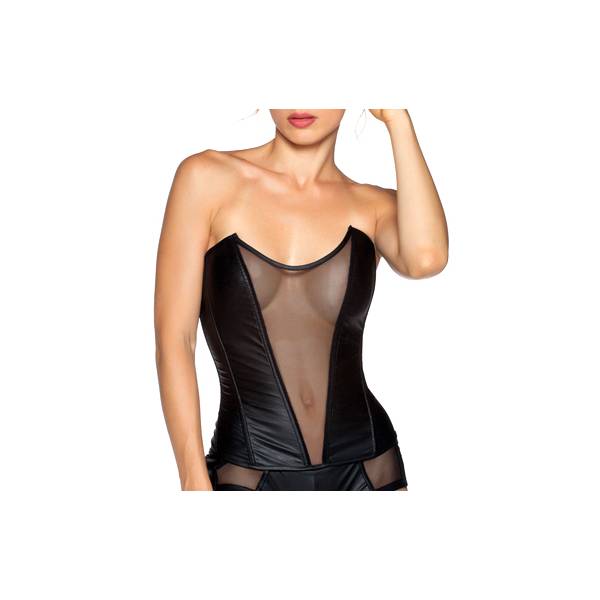 BUSTIER WETLOOK VORDERSEITE SCHLEIER