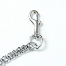 SHORT CHAIN LEASH + BLACK LEATHER HANDLE