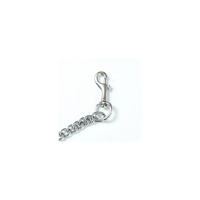 SHORT CHAIN LEASH + BLACK LEATHER HANDLE