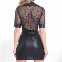 WETLOOK DRESS WITH VEIL TOP