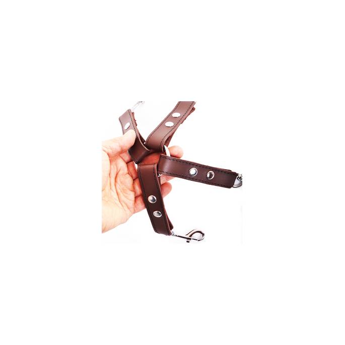 SANGLE CUIR MARRON CONTRAINTE CROIX