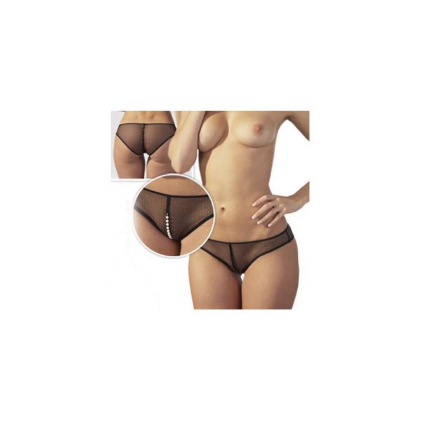 BLACK VOILE PANTIES + PEARLS INSIDE