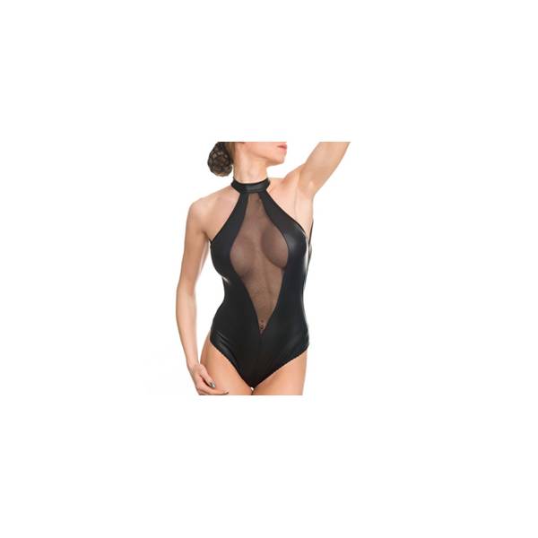 THONG BODY WETLOOK DECOLLETE VOILE