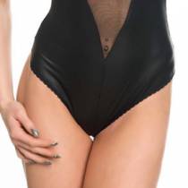 THONG BODY WETLOOK DECOLLETE VOILE