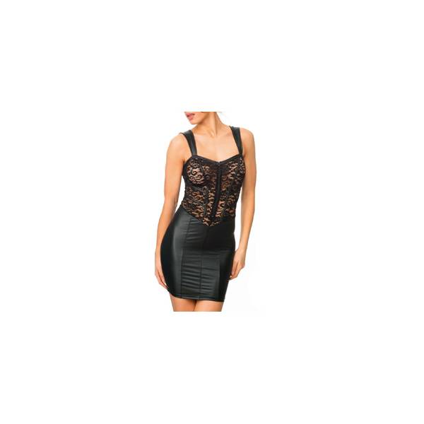 WETLOOK AND LACE DRESS + ZIP