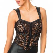 WETLOOK AND LACE DRESS + ZIP