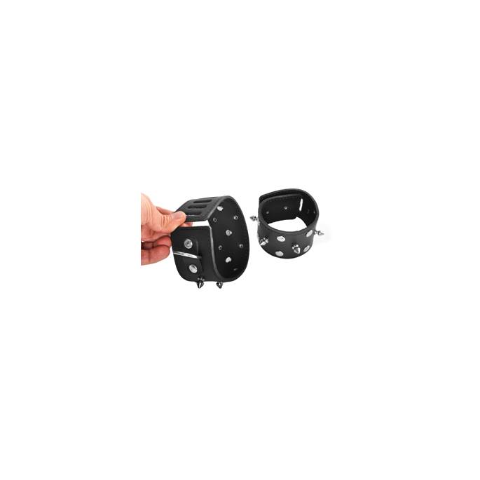 PADLOCKABLE LEATHER HANDCUFFS