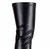FAUX LEATHER THIGH-HIGH BOOTS + ZIP