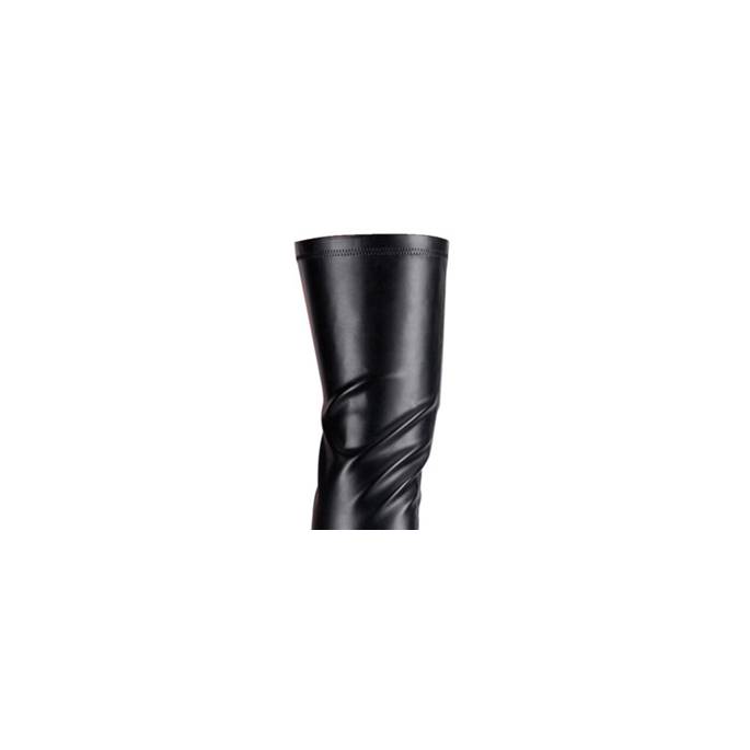 FAUX LEATHER THIGH-HIGH BOOTS + ZIP