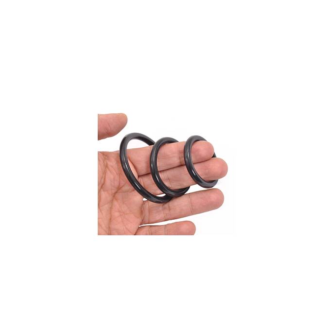 SET OF 3 BLACK SILICONE COCK RINGS