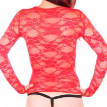 RED LACE T-SHIRT LONG SLEEVES