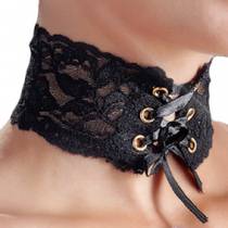 HALSBAND BREITE SPITZE SCHWARZ + SCHNÜRSENKEL