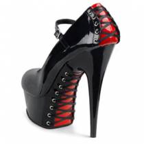 CORSET PLATFORM PUMPS N/RED