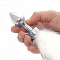 BUTTPLUG METAL COLA BLANCA