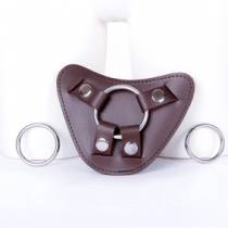 BROWN LEATHER DILDO HARNESS