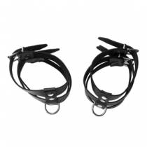 TOBILLERAS DE CUERO NEGRO CON 3 RAYAS