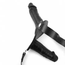 DOPPELDILDO GÜRTEL SCHWARZ (14 UND 12 CM)