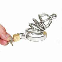 CHASTITY CAGE 4 RINGS + URETHRAL ROD