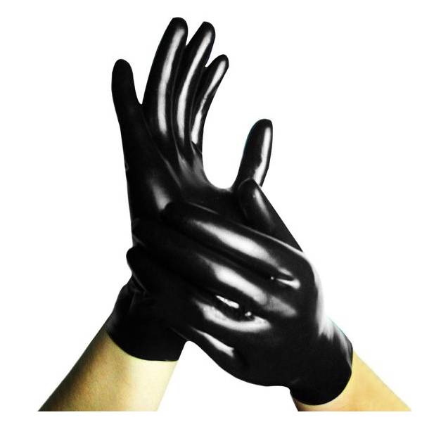 SHORT BLACK LATEX GLOVES