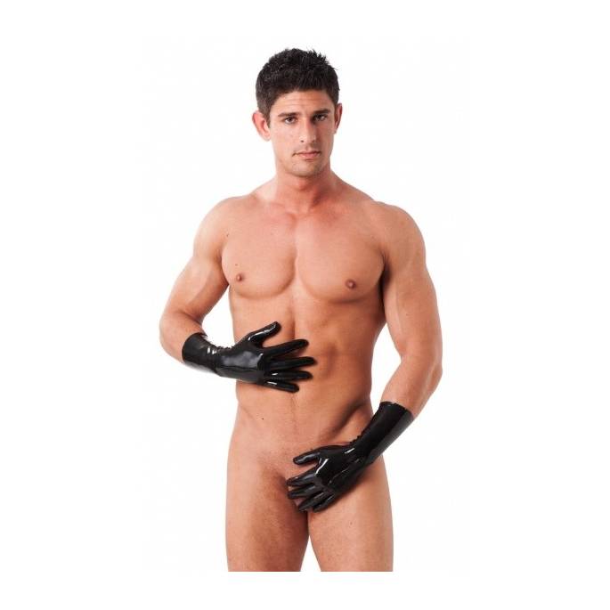 SHORT BLACK LATEX GLOVES