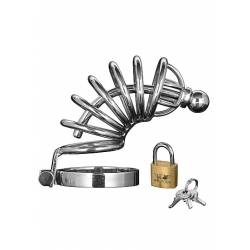 CHASTITY CAGE 6 RINGS + URETHRAL ROD