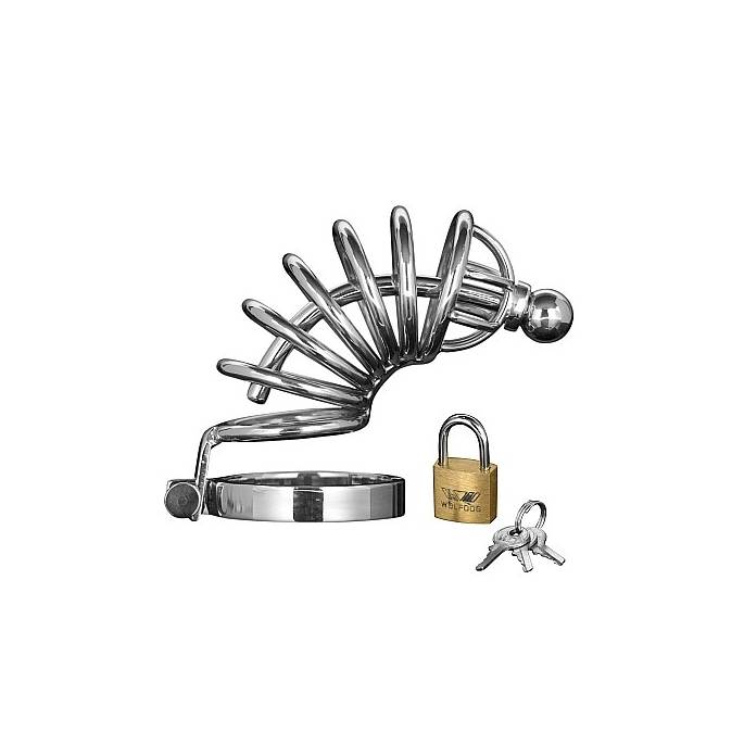 CHASTITY CAGE 6 RINGS + URETHRAL ROD