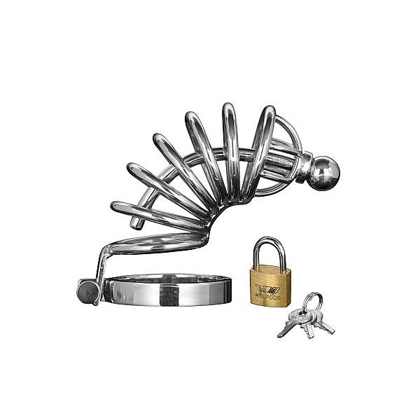 CAGE DE CHASTETE 6 ANNEAUX + TIGE URETRALE