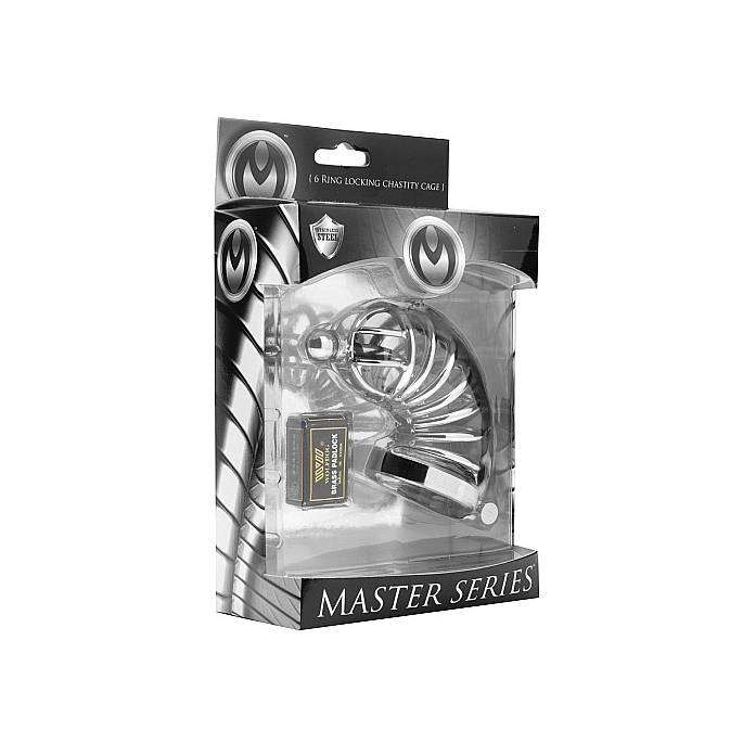 CHASTITY CAGE 6 RINGS + URETHRAL ROD