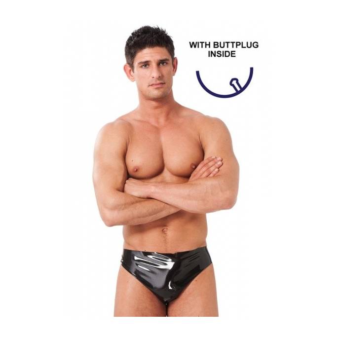 SLIP MEN LATEX + BUTTPLUG (10 x 3.5 cm)