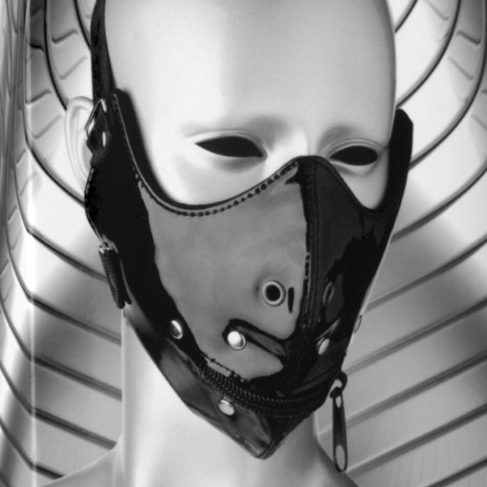 BLACK VINYL MUZZLE + MOUTH ZIPPER
