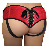 RED SILK CORSET HARNESS - PLUS SIZE