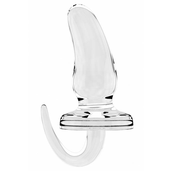 BUTT PLUG TAIL TRANSPARENT COURBE 15cm