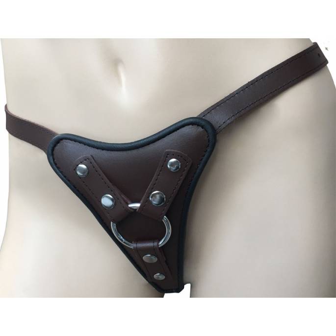 BROWN LEATHER THONG HARNESS