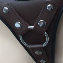 IMBRACATURA CON PERIZOMA IN PELLE MARRONE