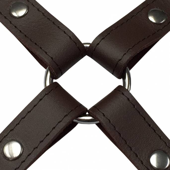 SANGLE CUIR MARRON CONTRAINTE CROIX