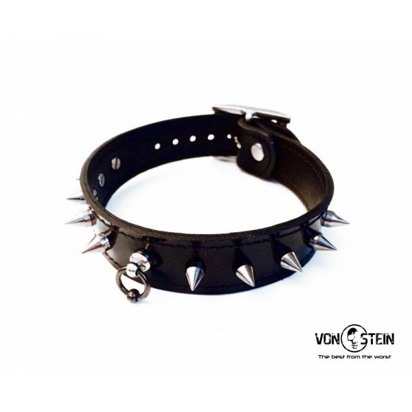 HALSBAND SPIKE SCHWARZES LEDER VON STEIN