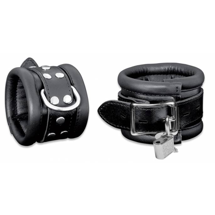 MANETTE CON LUCCHETTO IN PELLE NERA