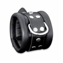 BLACK LEATHER PADLOCKABLE HANDCUFFS