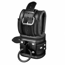 POLSINI IN PELLE NERA + PLACCA IN METALLO