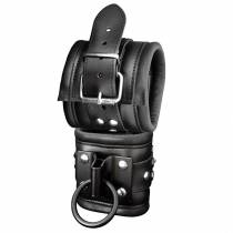 MANETTE IN PELLE NERA + PLACCA IN METALLO