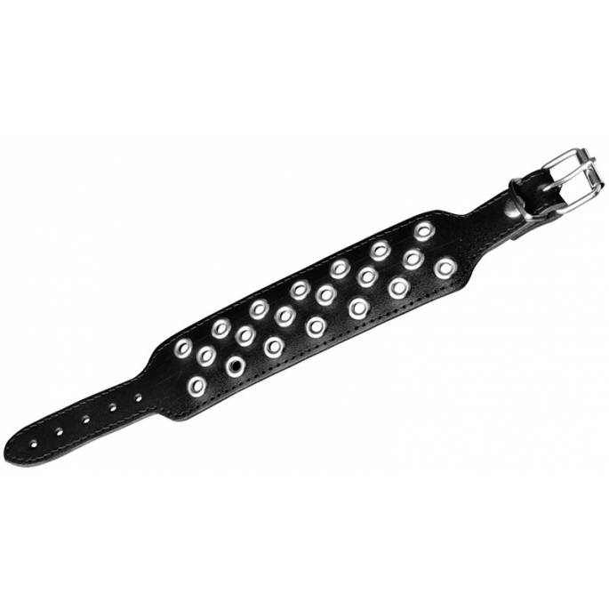 BRACELET EN CUIR + OEILLETS 3 RANGS