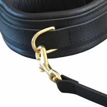 HALSBAND + LEINE MIT LEDERGRIFF SCHWARZ