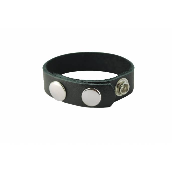 LEATHER COCKRING 3 SNAPS BLACK