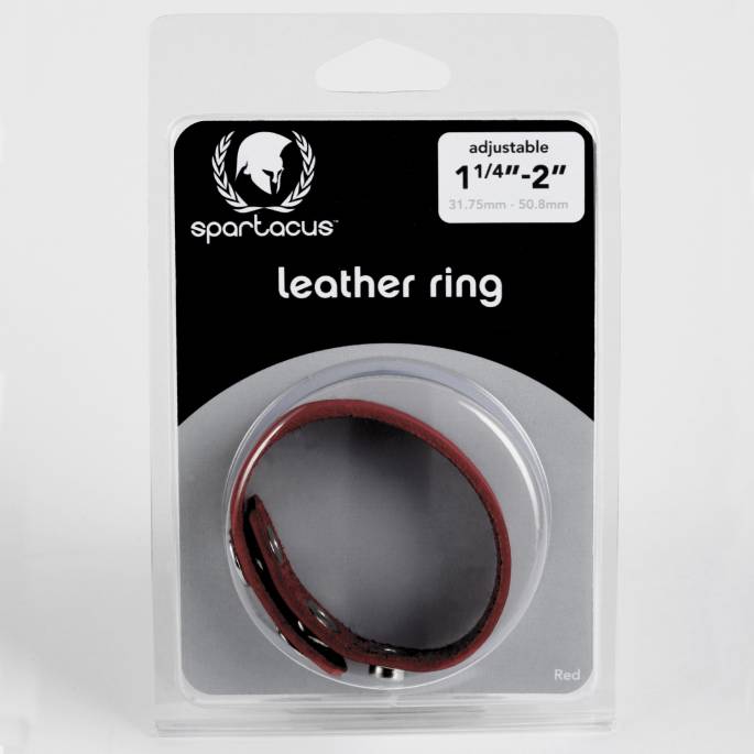 LEATHER COCKRING 3 SNAPS RED