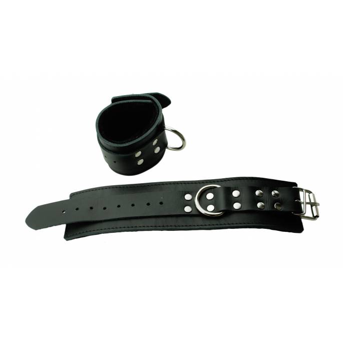 BLACK LEATHER HANDCUFFS