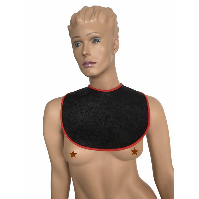 BAVOIR EN CUIR NOIR ET ROUGE