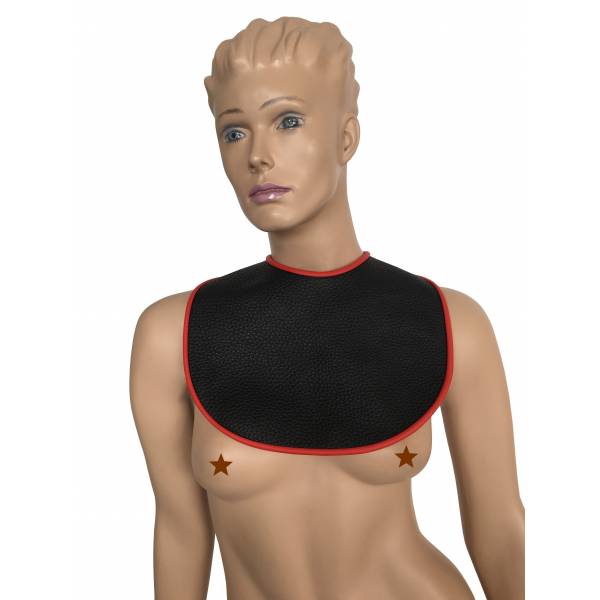 BLACK AND RED LEATHER BIB
