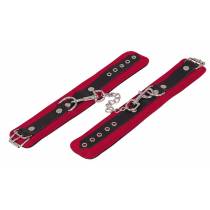 CAVIGLIE IN PELLE NERA CAMOSCIO ROSSO