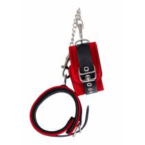 CAVIGLIE IN PELLE NERA CAMOSCIO ROSSO